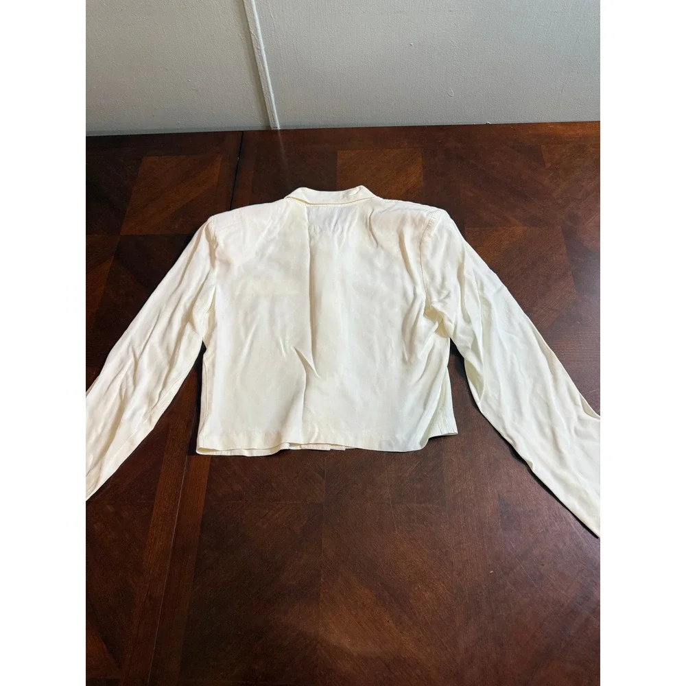 Ivory Bejeweled Button‎ Blouse Cropped Style small Spring Street
